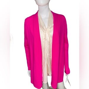 NWT $199 100% cashmere Women's Pink Open Front Sweater